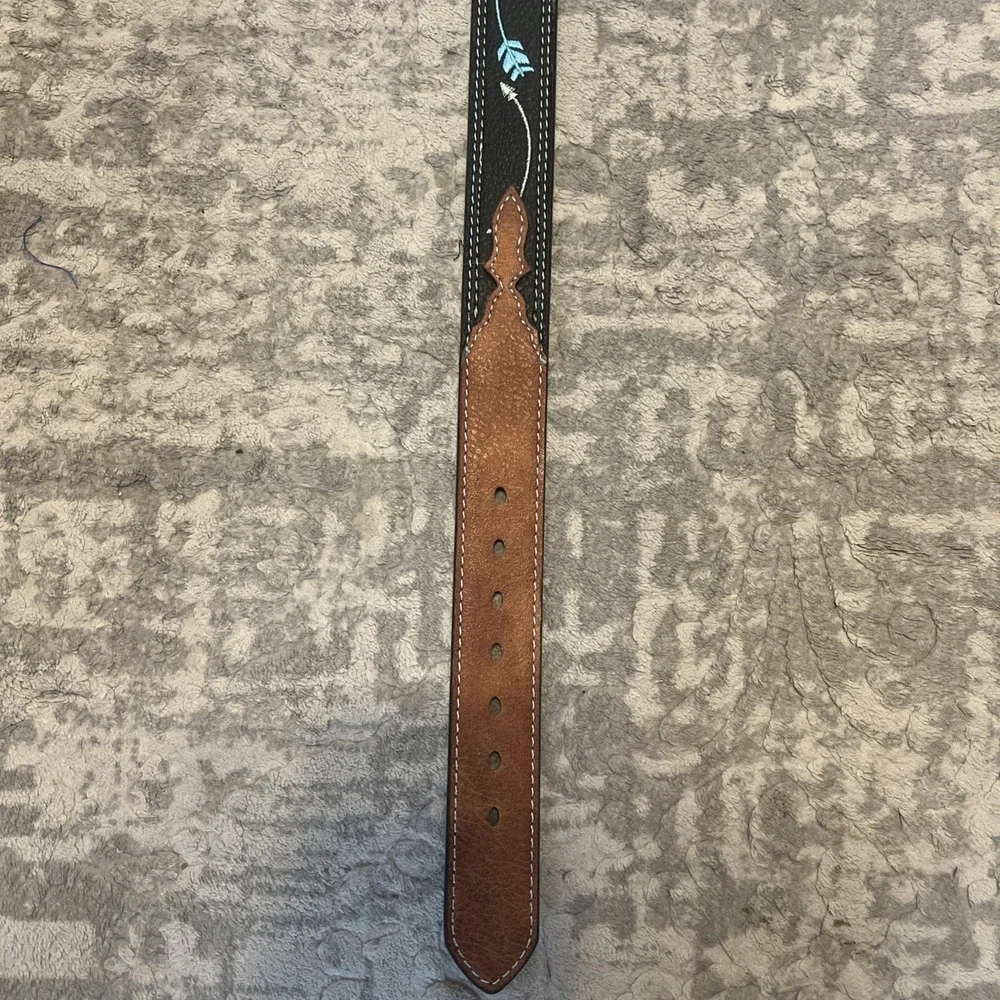 Western Leather Belt  Silver &‎ Turquoise Design 28